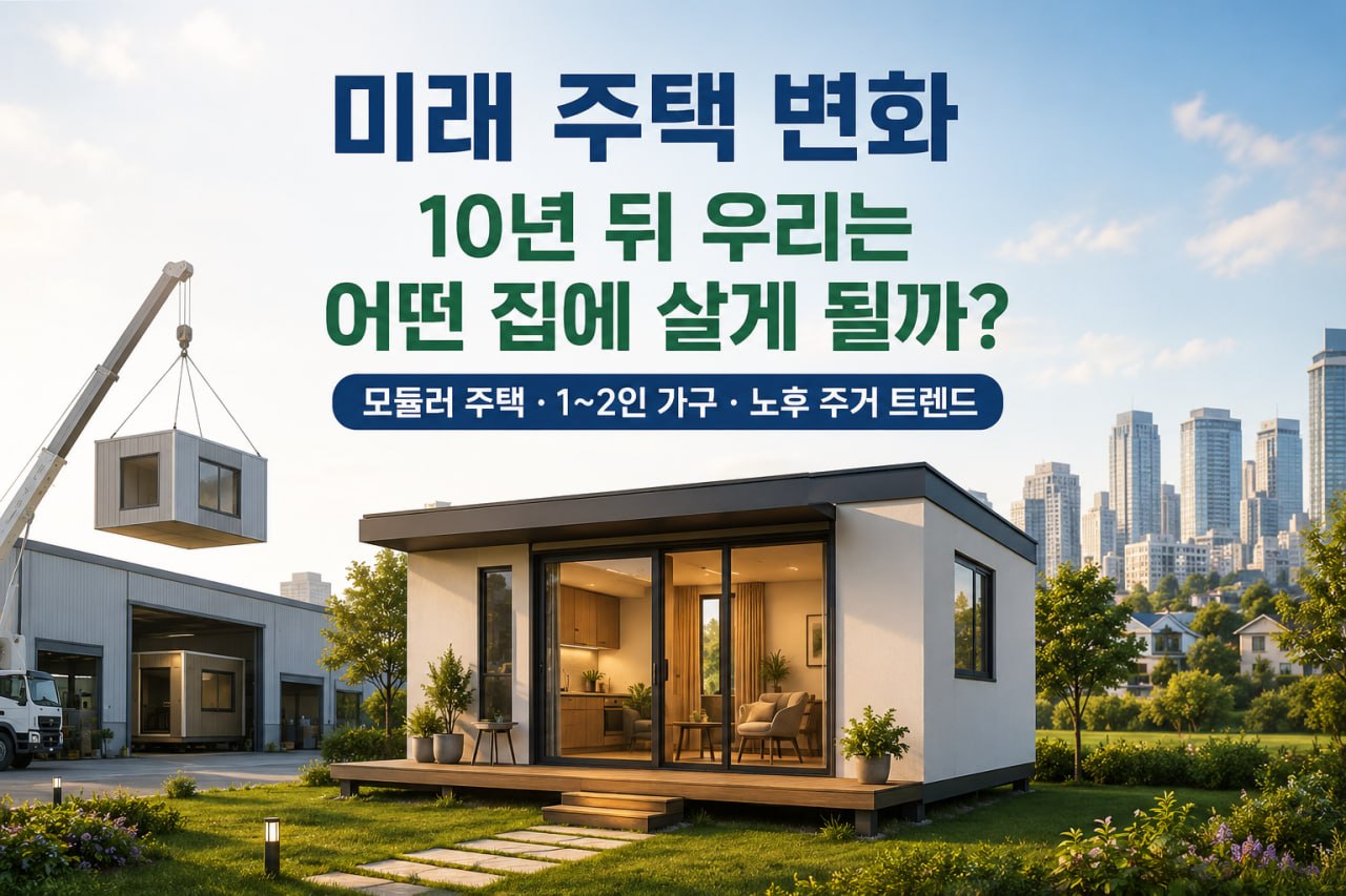 미래 주택 변화와 모듈러 주택, 1~2인 가구 트렌드를 보여주는 대표이미지